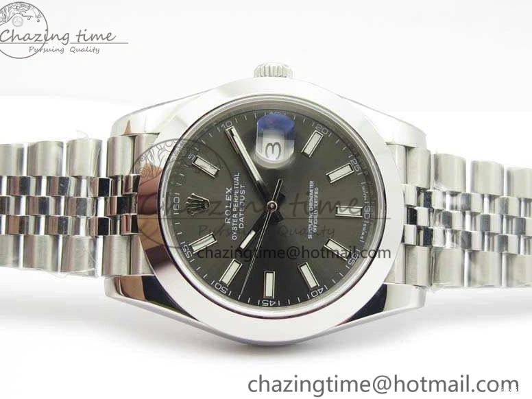 MiroTime 0204 DateJust Smooth Bezel SS Noob 1:1 Best Edition Gray Sticks Dial On Jubilee Bracelet A Packable 3505